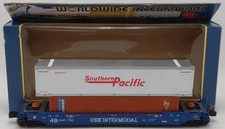 K-Line K7764 O Gauge CSX Gunderson All-Purpose Husky-Stack Car w/2 Containers EX