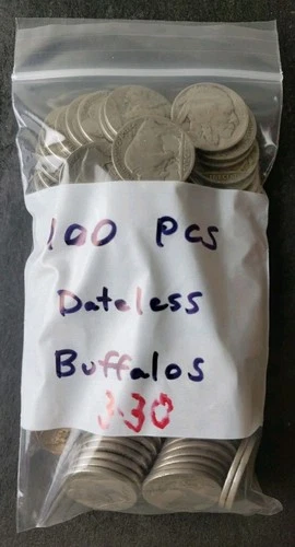Bag of 100 5c Buffalo Nickels, Dateless Ones