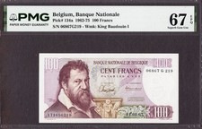 Belgium 100 Francs 21.02.67 Series 06867 G219 P-134a SUPERB GEM UNC PMG 67 EPQ