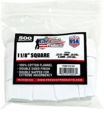 Pro-Shot Cotton Flannel Patches .22-.270 Caliber 1.125 Inch Square 500: 11/8-500