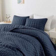 Navy Blue Queen Comforter Set, Lightweight and Soft, 3-Piece Set, 90x90 Inches