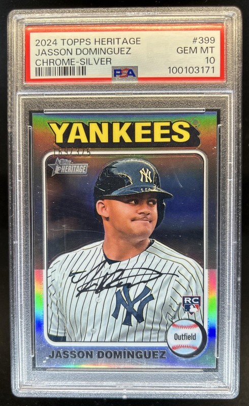 2024 Topps Heritage Jasson Dominguez Chrome RC Silver Refractor #/375 PSA 10