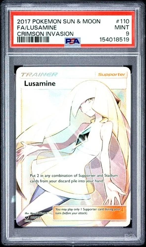 2017 Pokemon Sun & Moon Crimson Invasion Full Art Lusamine #110 PSA 9 MINT