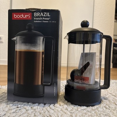 Bodum French Press Brazil - 1L / 8 Tassen Kaffeezubereiter - Spülmaschinenfest