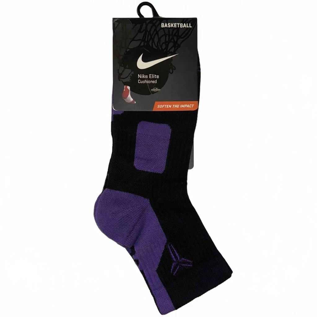 Kobe 9 Socks Moonwalker Purple/Black Mens SzL 8-12 FREE SHIPPING