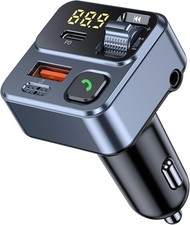 FM Transmitter Bluetooth Car Adapter, Car Radio Transmitter HandsFree 42W Type-