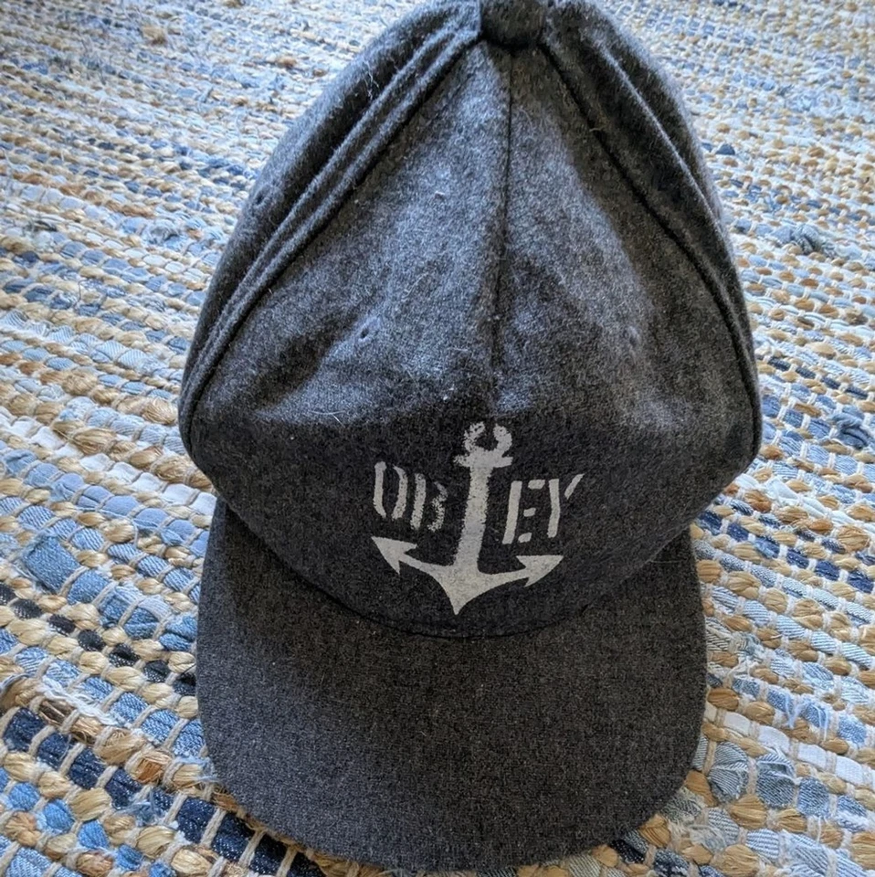 Chapéu Snapback Obey Mescla de Lã Logotipo Âncora Aba Marrom Cinza Streetwear Skatercore - Imagem 2 de 4