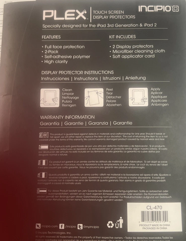 2 Pack Plex Touch Screen Clear Protectors for Ipad 2 or 3 Plex Incipio - Image 2 of 2