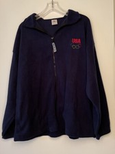 USA Olympics XL Royal Blue Jacket Men’s Fleece Full Zip Made in USA VTG 90s
