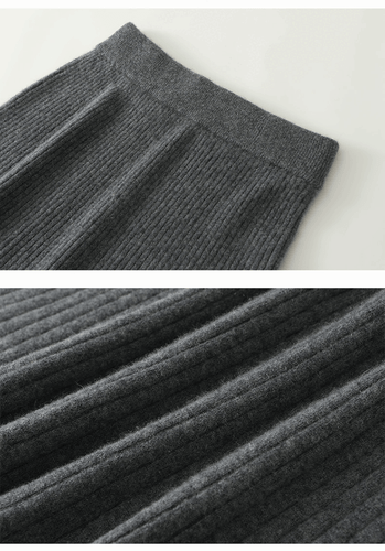 Women Warm 100% Wool Midi Skirts High Elastic Waist A line Flared Woolen Skirts - Picture 11 of 16