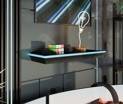 Wandregal Ronedis mit LED-Beleuchtung Hängeregal Wandboard Schweberegal M24