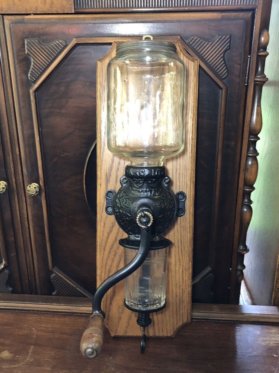 Vintage Arcade Crystal #3 Cast Iron And Glass Coffee Grinder All