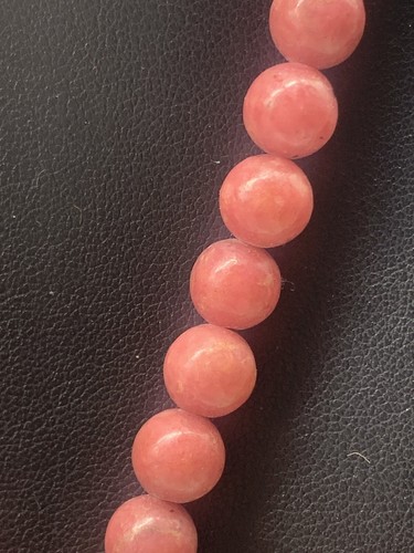 Vintage Chinese Porcelain Pottery Pendant Necklace Pink Rhodonite Bead Silver L9 - Picture 7 of 11