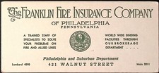 1920s The Franklin Fire Insurance Company of Philadelphia Ink Blotter