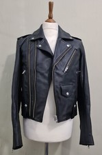 Zadig & Voltaire Womens Leather Embossed Biker Jacket Black Size Medium