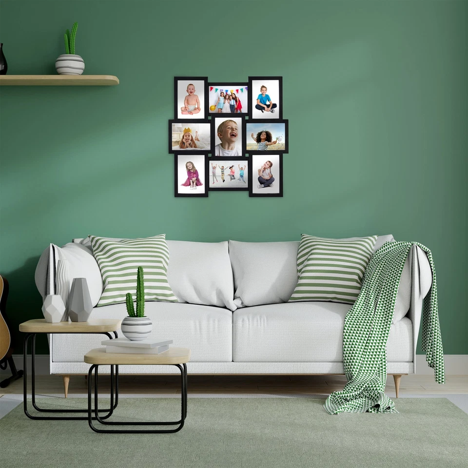 Marco de fotos collage para 9 fotos formato vertical u horizontal pared marco de plástico... Foto 2 de 4