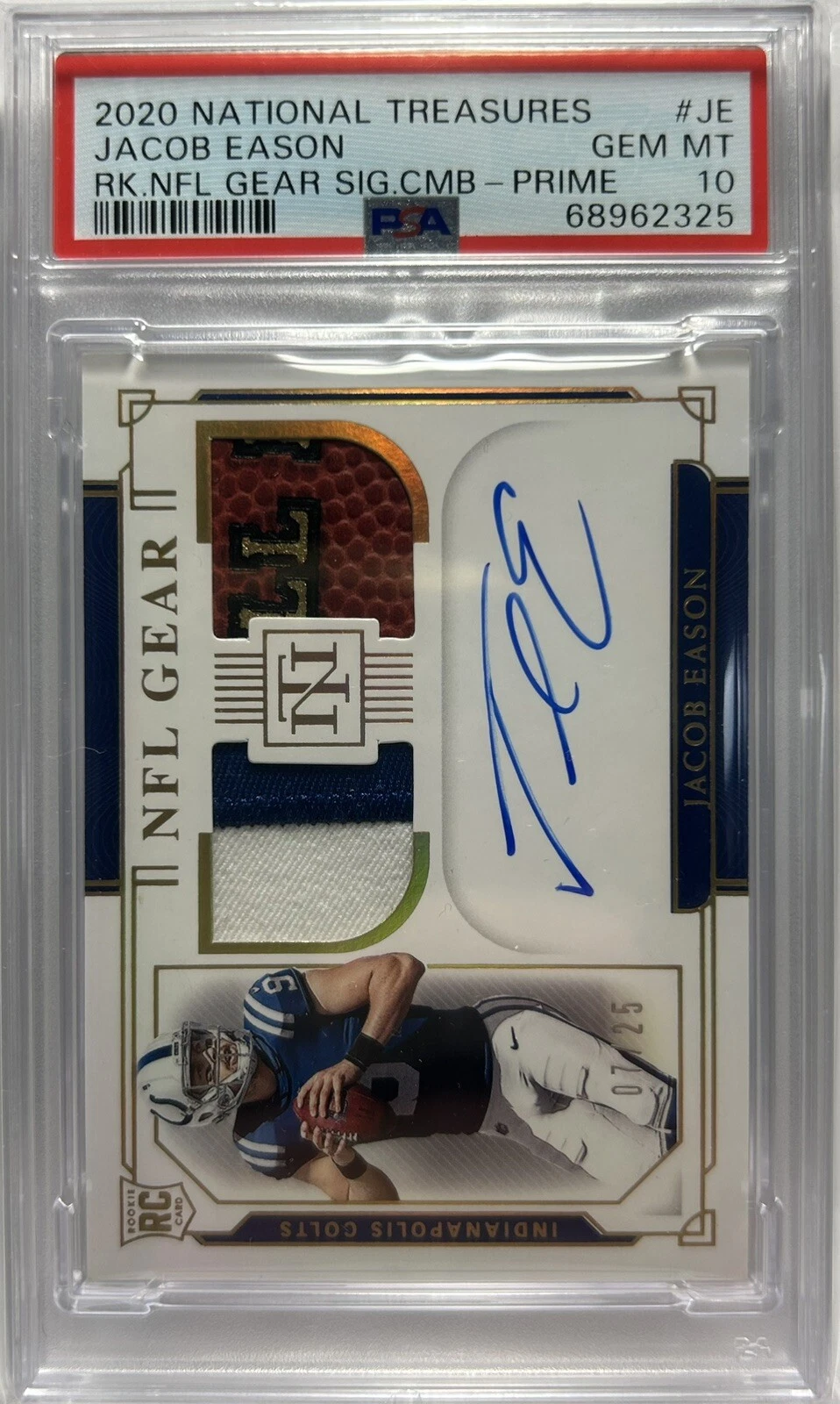 Jacob Eason Panini National Treasures Rookie NFL Gear Signatures Combos #JE Prime