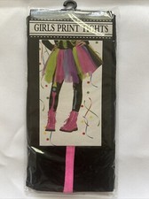 Girls Colored Skeleton Print Black Halloween Tights Costume NEW Age 3 