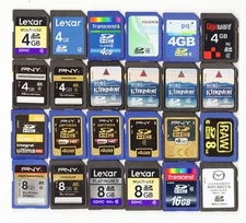 Lot 24x Kingston Transcend PNY Lexar 4GB 8GB 16GB SDHC Camera Memory Cards