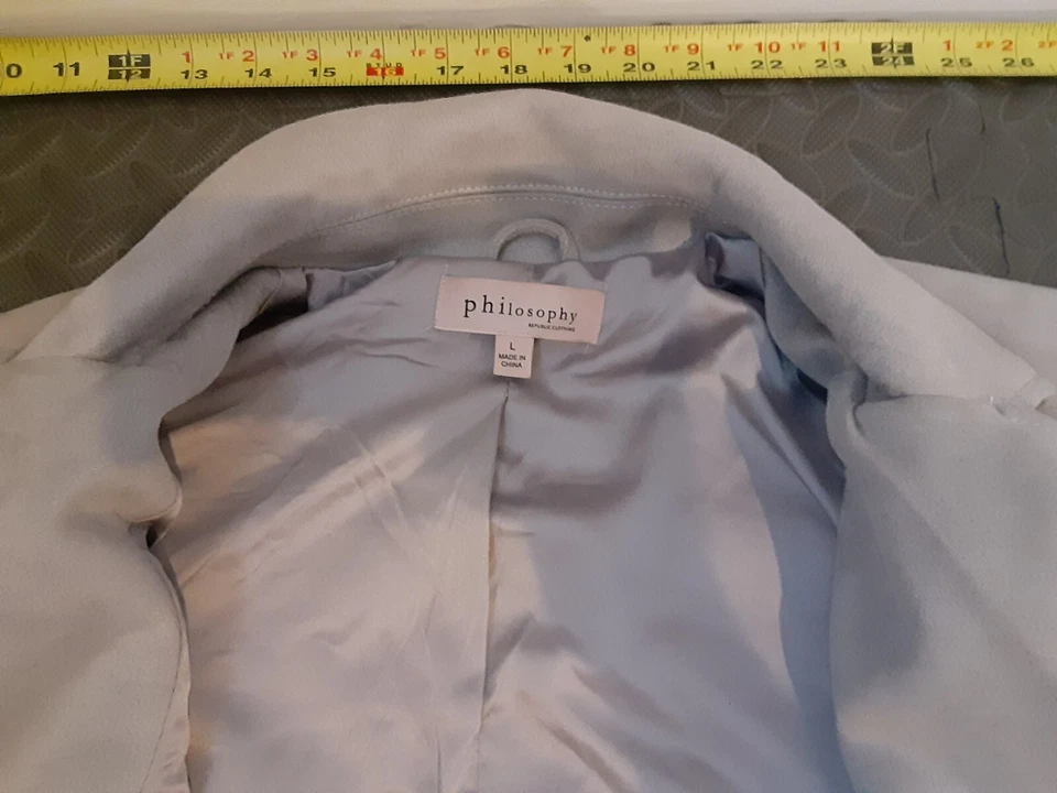 Chaqueta Philosophy Republic Clothing gris imitación gamuza talla grande #S169 Foto 3 de 4