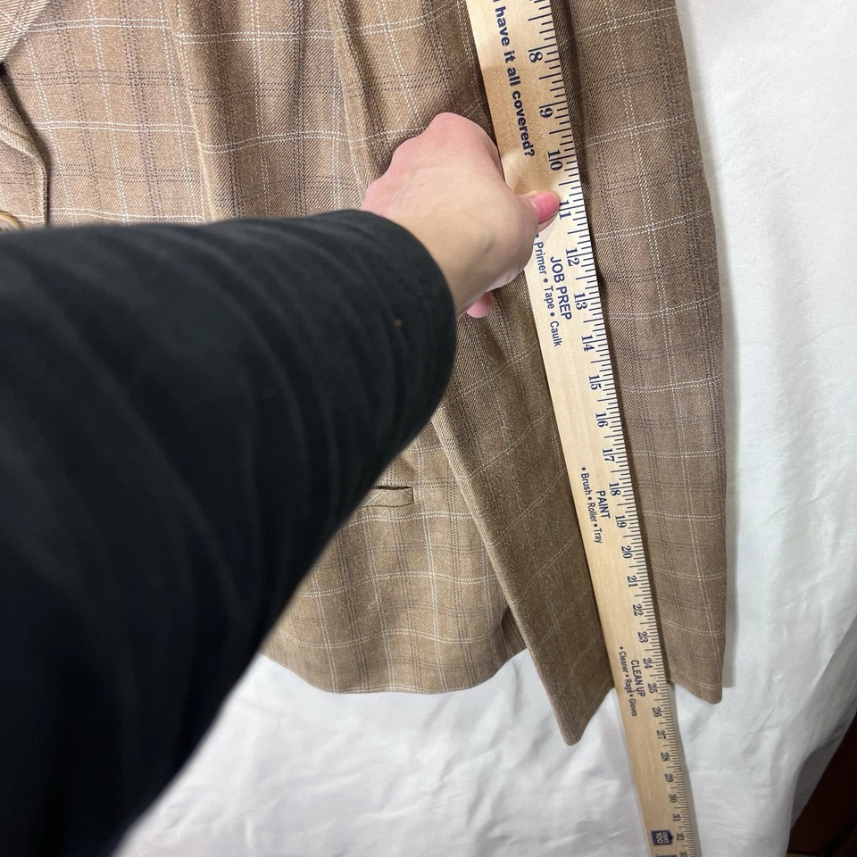 Talbots Sz 18 Plaid Brown Silk Linen Blazer Jacket Career Equestrian Menswear - Image 4 of 4