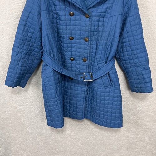 Vintage White Bear Of St Paul Coat Women’s 18 Blue Quilted Belted Button Up USA - Picture 11 of 13