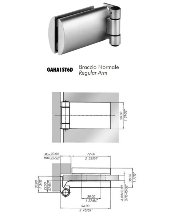 Coppia di cerniere per porte in vetro "GLISS" - MERONI