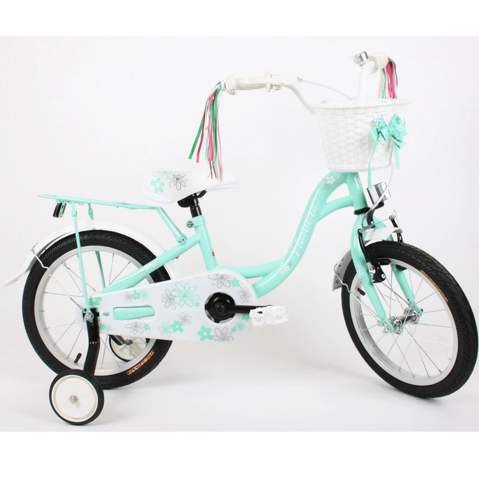 FLOWERS Kinderfahrrad 16" Mädchenfahrrad Kinder Rad Bike Spielrad - Grün - Bild 4 von 4