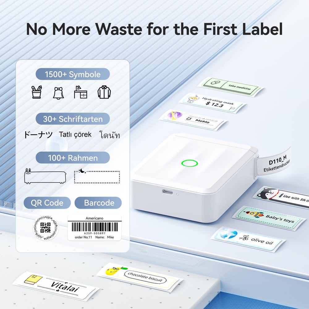 Bluetooth Label Maker Machine D110 with Tape for Home Office Organization