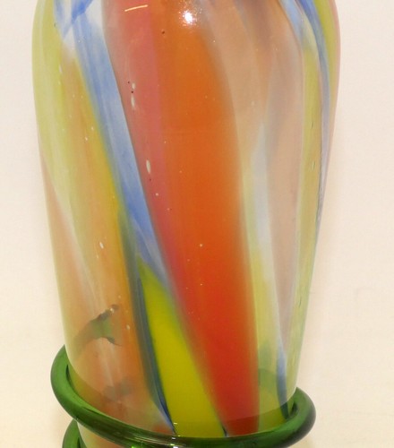 Ein Paar bunte Murano Glas Vasen umlaufende Schlangen 60er Jahre H. 23,5 cm - 第 12/24 張圖片