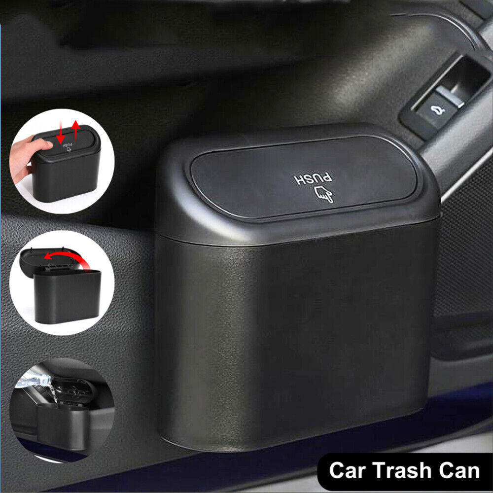 1x Pattumiera Auto Pattumiera Appesa Pattumiera Spazzatura Contenitore Accessori Nero foto 2