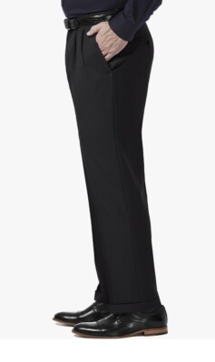 Haggar Men's 44 Black Premium Comfort Classic Fit Pleat Front Pant 44w -  32L | eBay