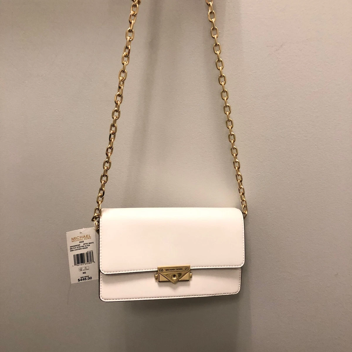 Michael Michael Kors Medium Cece Leather Shoulder Bag In Optic White/gold |  ModeSens