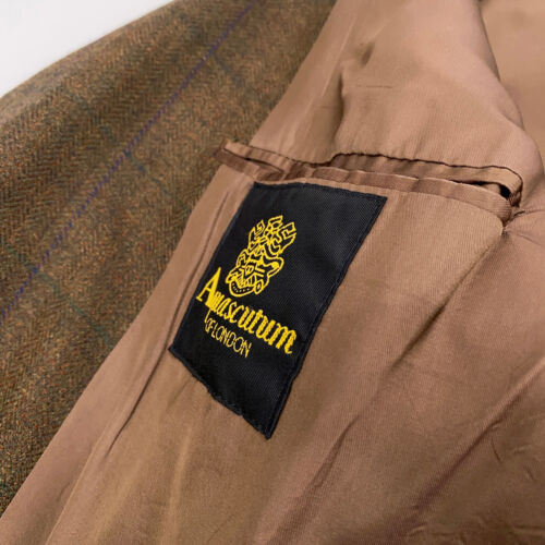 Aquascutum Brown Wool Flannel Tweed Herringbone Check Blazer Sport Jacket 44L - Picture 5 of 14