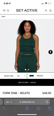 set active form tank top in Mojito Green size small