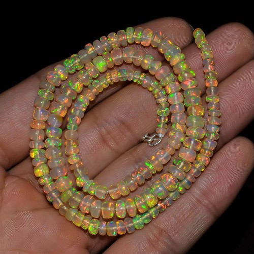 100% Natürlich Äthiopisch Welo Feuer Opal 3-5mm Glatt Schlicht Perlen Edelstein - Bild 6 von 6