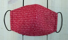 Dark Red with White Design pattern 100 Cotton Face Mask. Hand sewn mask made in