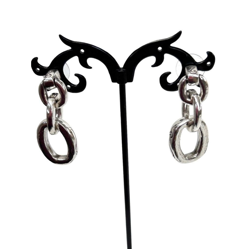Silvertone Linked Chain Post Pierced Earrings Etc… - image 3