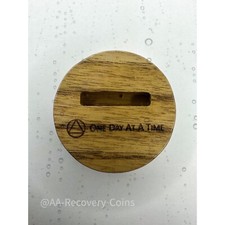 Alcoholics Anonymous AA Sobriety Recovery Coin Display Holder Light Wood