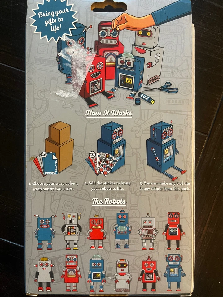 ROBOT Wrapping Paper Gift Wrap Make 6 ROBOTS Paper Cadeaux Luckies of London - Image 2 of 4