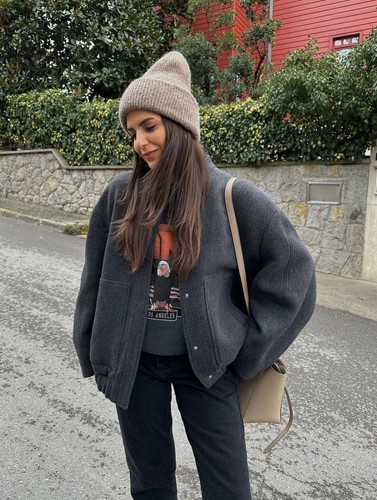 grey wool bomber jacket