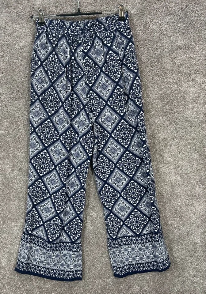 Брюки женские Rue 21 средние синие фактические 26X29 широкие эластичные на талии без застежек богемное - Изображение 2 из 4