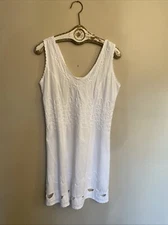Paradise Found Sleeveless M Dress Embroidered White Cotton Cocktail Cottage Core