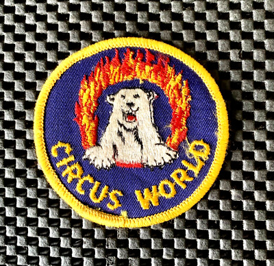 CIRCUS WORLD CLOSED 1986 SEW ON PATCH RINGLING BROS POLK COUNTY FLORIDA 3'' NOS