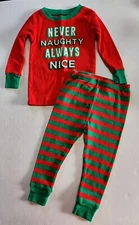 Carter’s Size 18 Months Two Piece Holiday Pajama Set Never Naughty Always Nice 