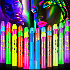 36 Pcs Glow in the Black Light Face Paint Crayons Neon Face Body Paint Kit Fluor