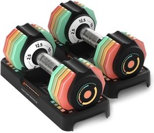 Adjustable Dumbbells Set 12.5LB/22.5LB Pair, 1-Sec Fast Adjustable 5 Weights