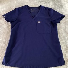 FIGS Scrub Top Womens XS Navy Catarina One-Pocket V-Neck Medical Nursing Uniform