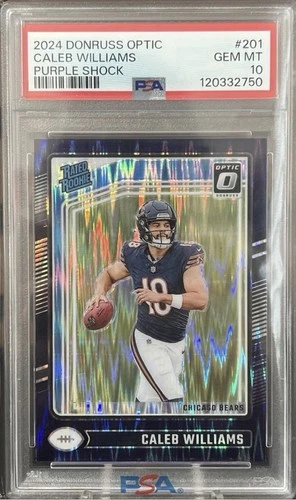 PSA 10 Panini Donruss Optic - Rated Rookie Caleb Williams Purple Shock Prizm