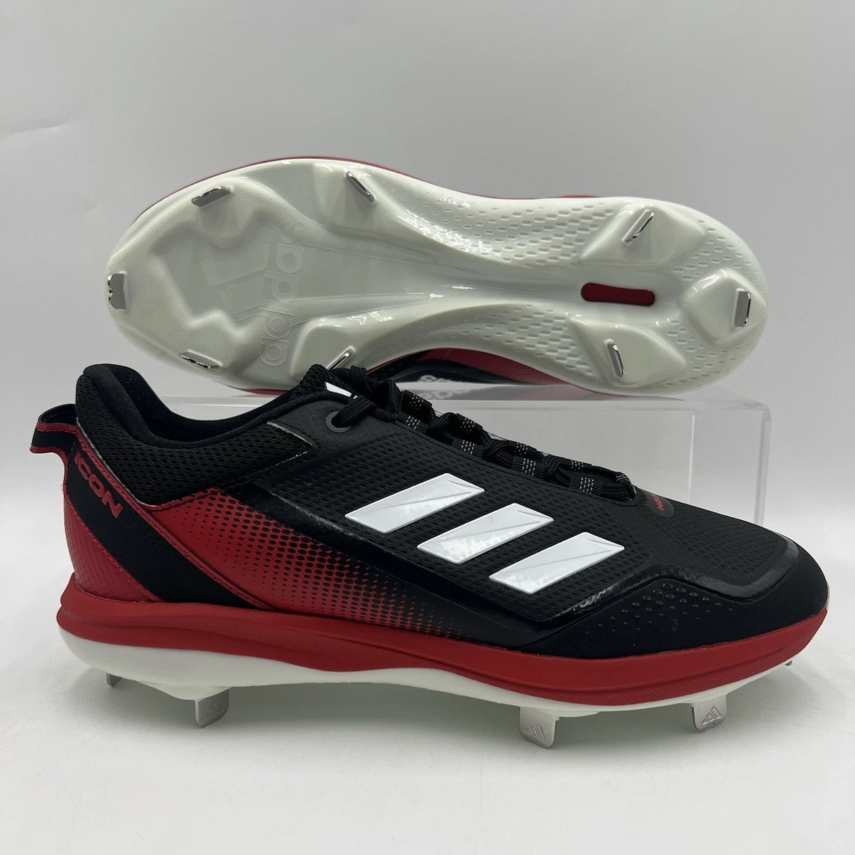 NWT adidas Men\'s Icon 7 Baseball Shoe Color: Black/White/Team Power Red SZ-10 21ADIACN7MDBLKWHTCLT_Black_Whi  main image 2